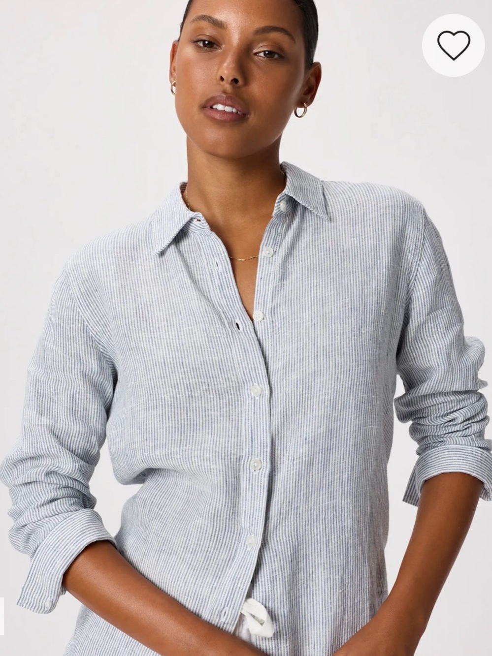 Quince Light Blue Stripe Linen Shirt